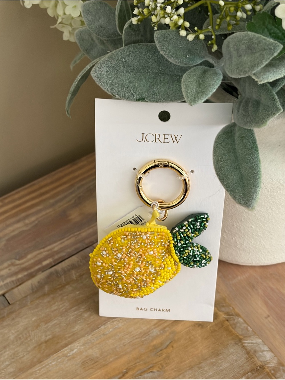 J.Crew Beaded Yellow Lemon Bag Charm🍋
